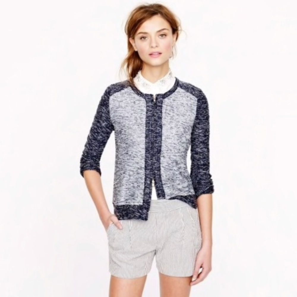 J Crew Colorblock Boucle Jacket Blazer Indigo S